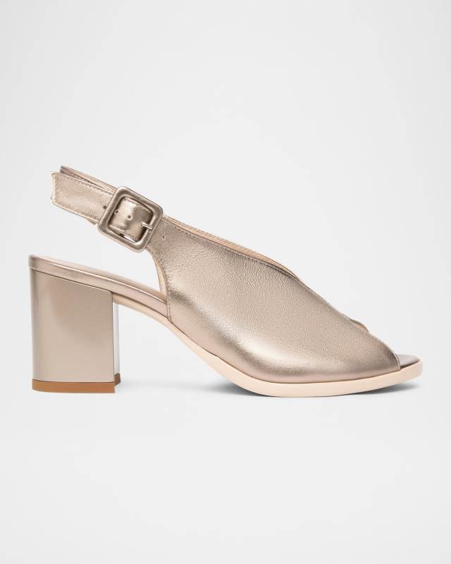 Metallic Leather Slingback Sandals